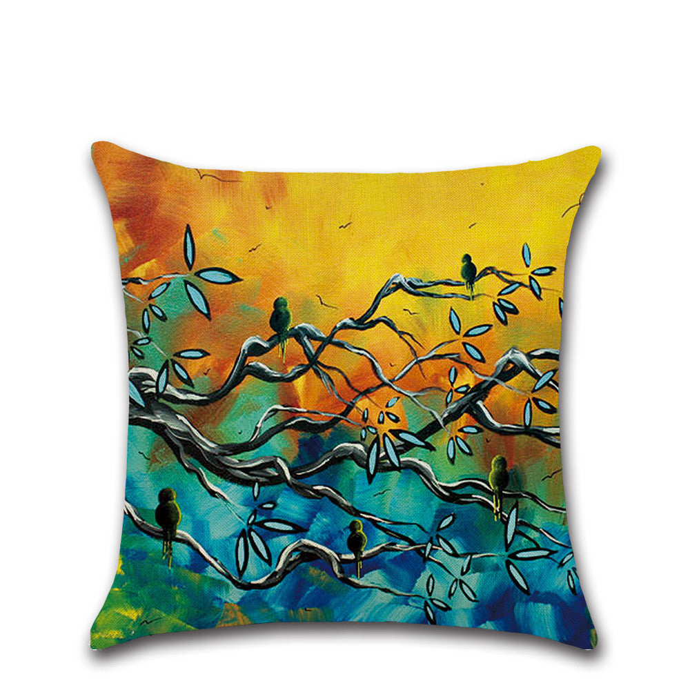 Home Temperament Oil Painting Print Linen Pillowcase