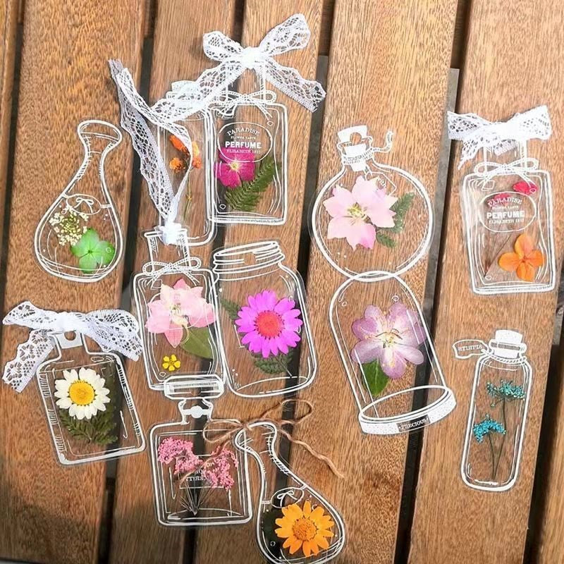 Transparent Dried Flower Bookmark Stationery Dried