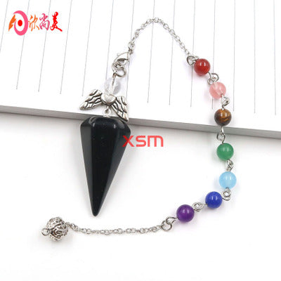 Natural Stone Crystal Faceted Wicca Pendulum Pyramid Healing Reiki Chakra Dowsing Pendant Couple Necklace