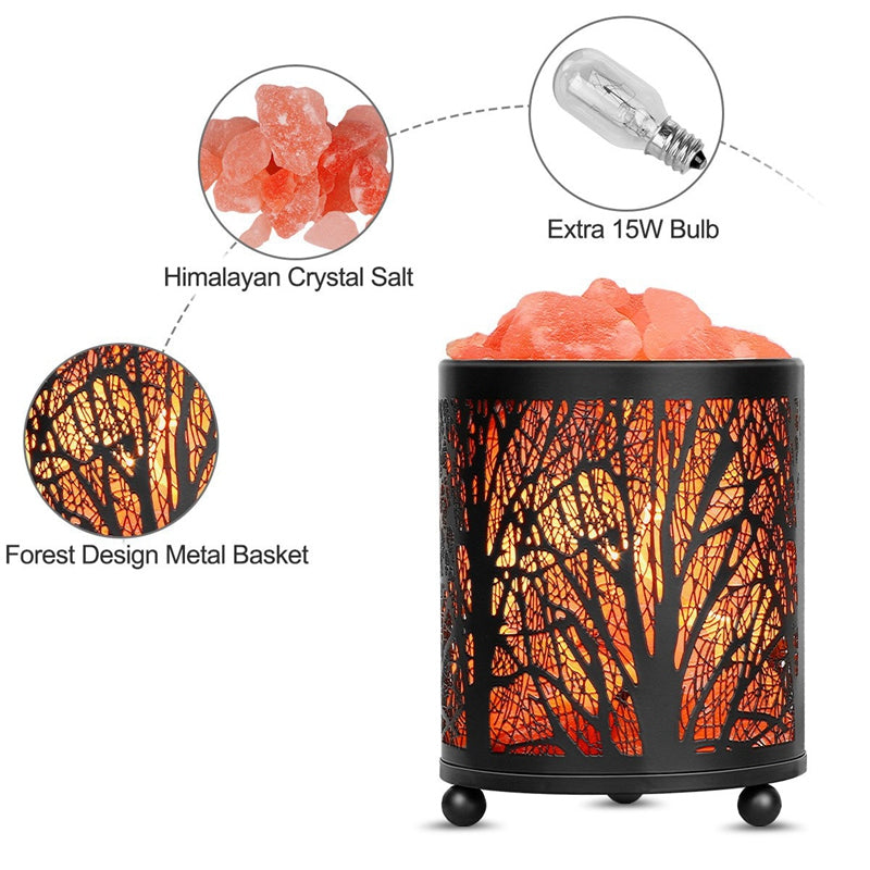 Forest iron night light natural crystal salt lamp