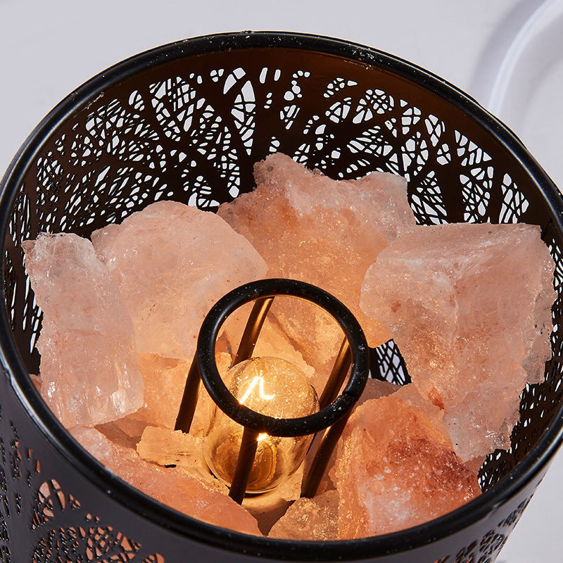 Forest iron night light natural crystal salt lamp