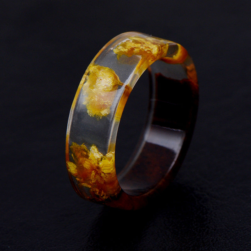 Dried flower resin wood ring