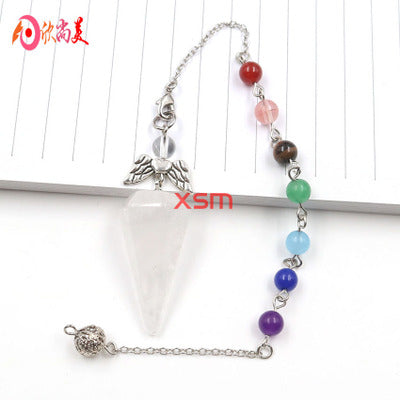 Natural Stone Crystal Faceted Wicca Pendulum Pyramid Healing Reiki Chakra Dowsing Pendant Couple Necklace