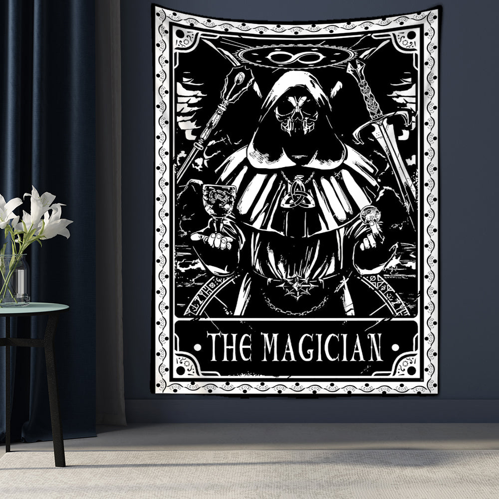 Black Tarot Cards Tapestry Wall Hanging Moon Star Medieval Europe Divination Hippie Tapiz Tapestry for Home Decor