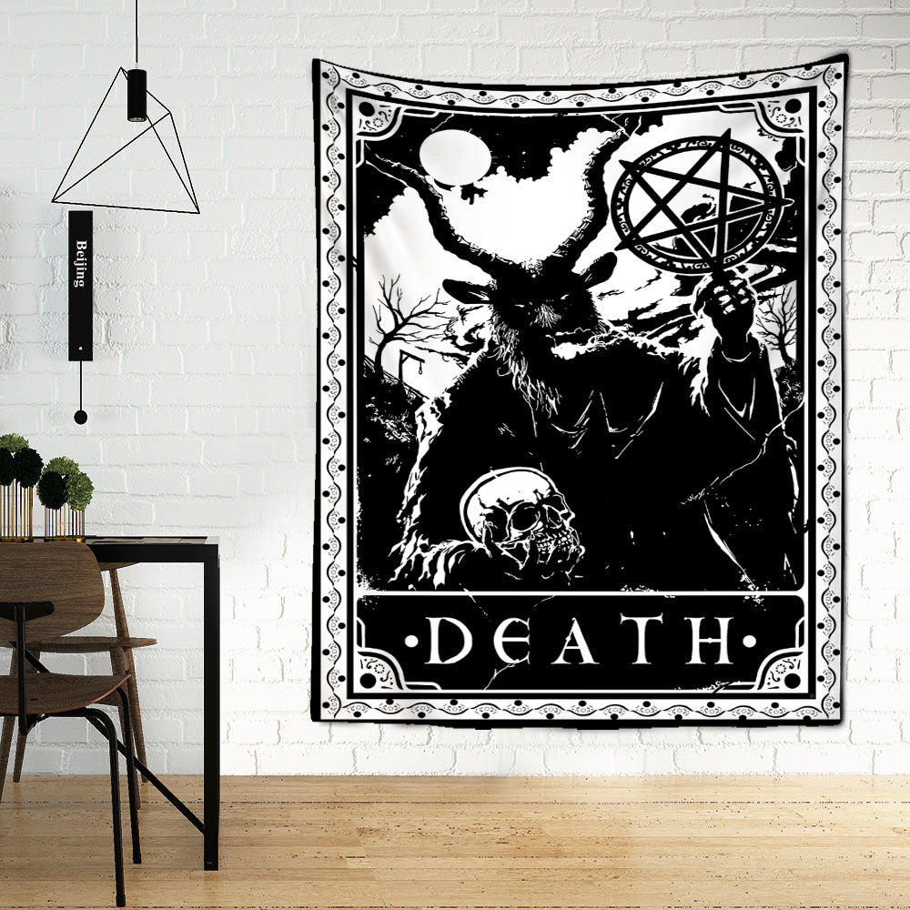 Black Tarot Cards Tapestry Wall Hanging Moon Star Medieval Europe Divination Hippie Tapiz Tapestry for Home Decor