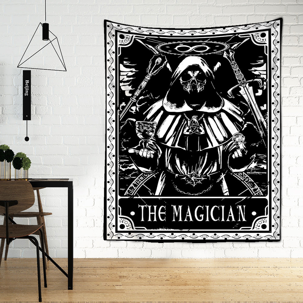 Black Tarot Cards Tapestry Wall Hanging Moon Star Medieval Europe Divination Hippie Tapiz Tapestry for Home Decor