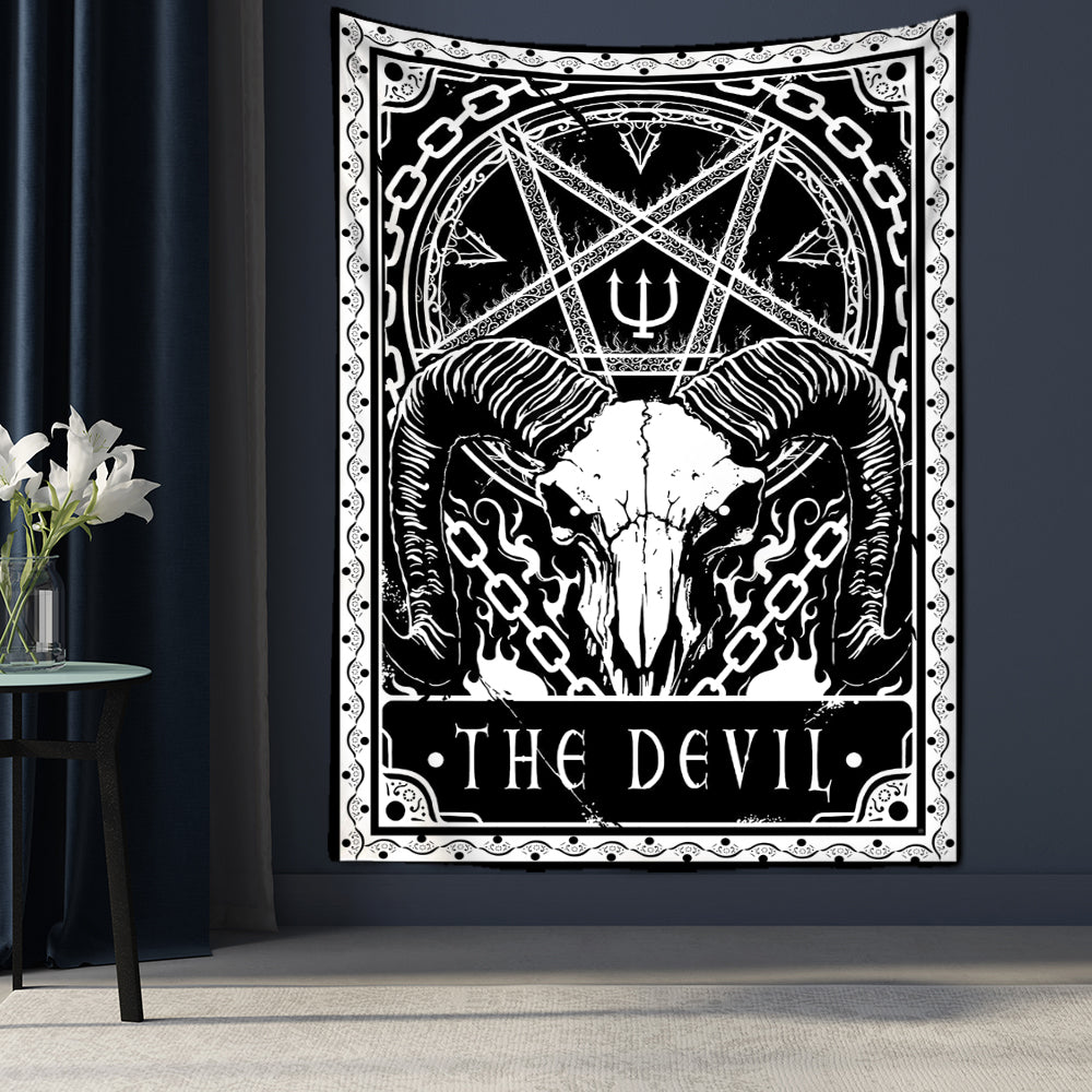 Black Tarot Cards Tapestry Wall Hanging Moon Star Medieval Europe Divination Hippie Tapiz Tapestry for Home Decor