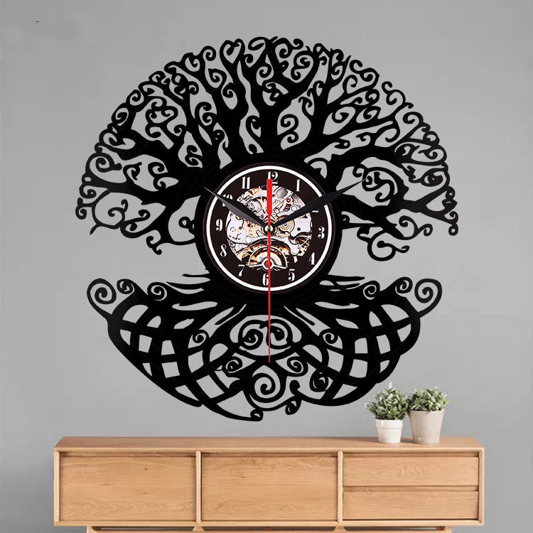 Forest Trees Vinyl Records Wall Clock Plants