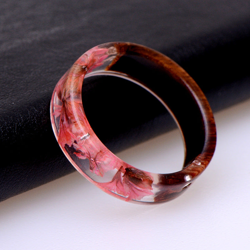 Dried flower resin wood ring