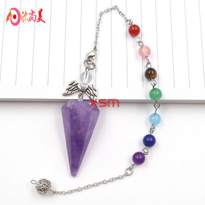 Natural Stone Crystal Faceted Wicca Pendulum Pyramid Healing Reiki Chakra Dowsing Pendant Couple Necklace