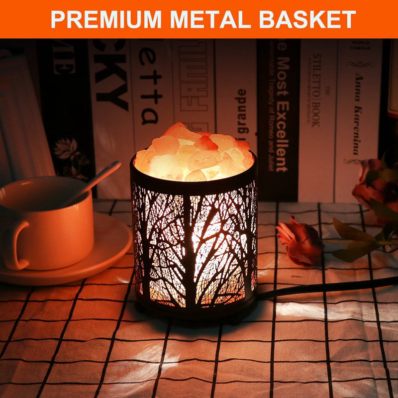 Forest iron night light natural crystal salt lamp