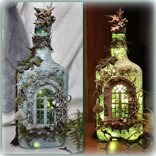 Creative Mysterious Forest Story Luminous Wine Bottle Resin Ornament