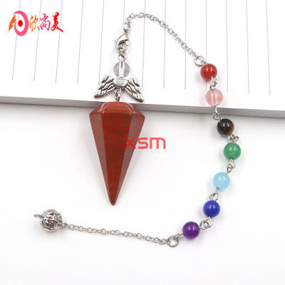 Natural Stone Crystal Faceted Wicca Pendulum Pyramid Healing Reiki Chakra Dowsing Pendant Couple Necklace