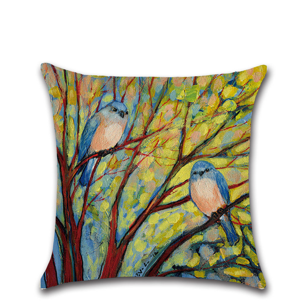 Home Temperament Oil Painting Print Linen Pillowcase