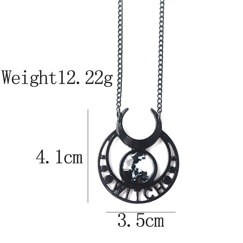 Punk Gothic Demon Witch Black Moon Necklace