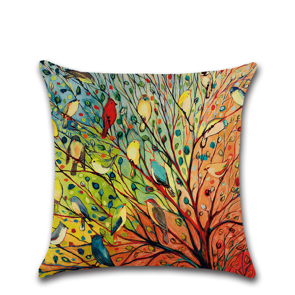 Home Temperament Oil Painting Print Linen Pillowcase