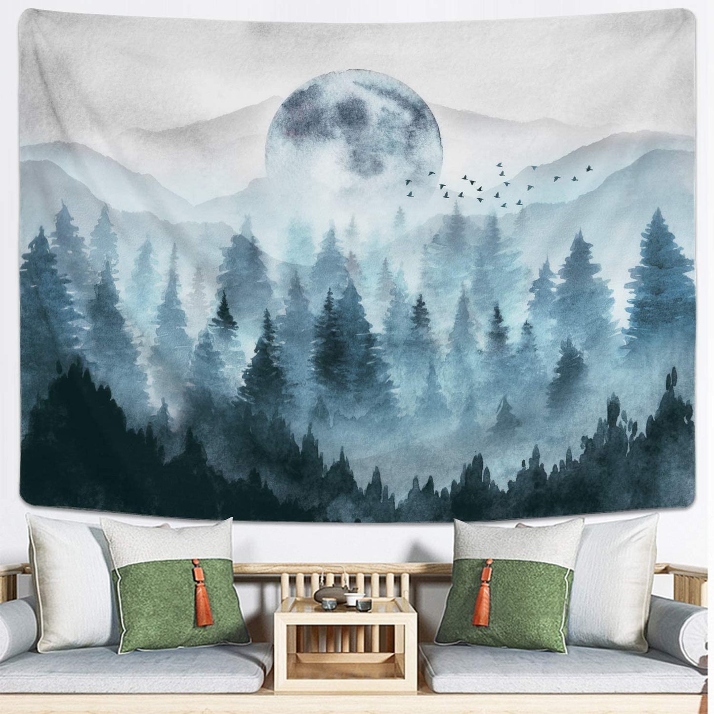 Misty forest tapestry