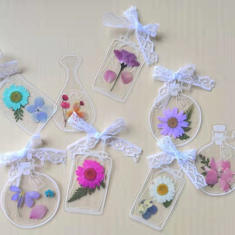 Transparent Dried Flower Bookmark Stationery Dried