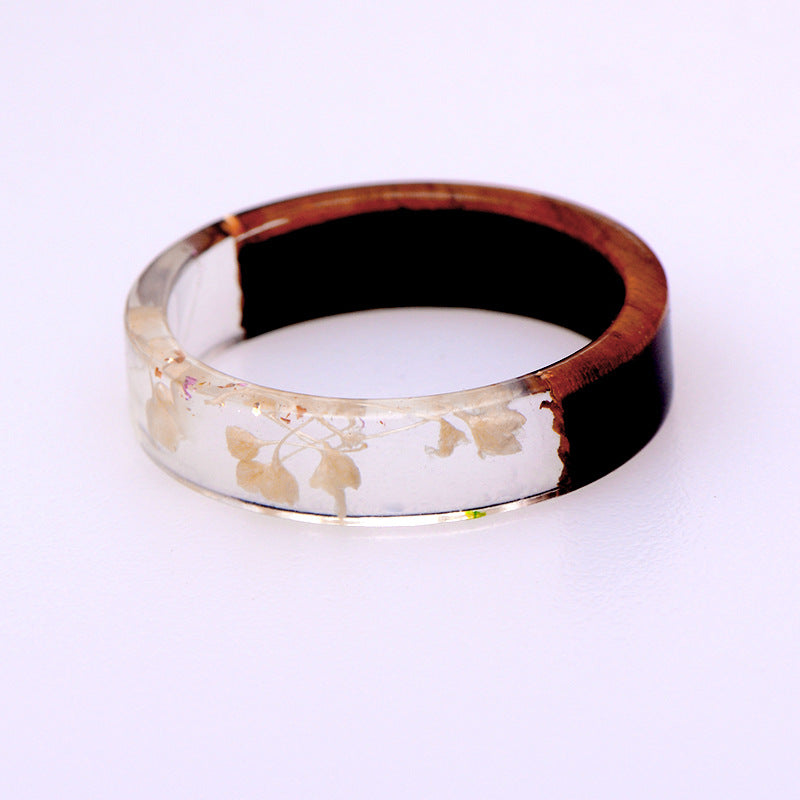 Dried flower resin wood ring