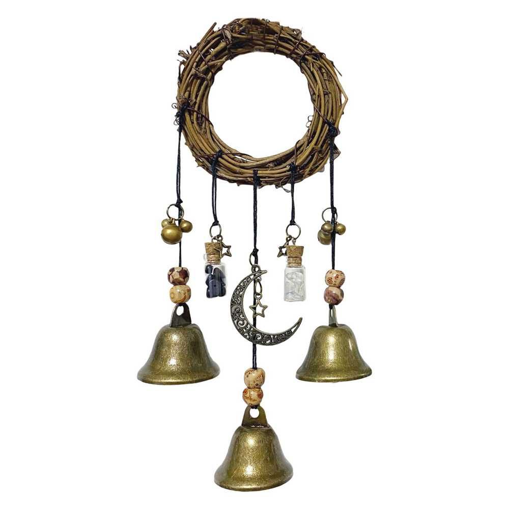 Wall Hanging Rattan Ring, Witch Bell, Blessing Crystal Wind Chime