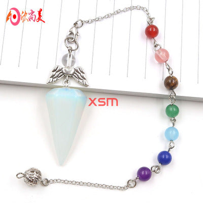 Natural Stone Crystal Faceted Wicca Pendulum Pyramid Healing Reiki Chakra Dowsing Pendant Couple Necklace