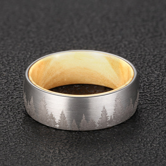 Forest Department Popular Tungsten Steel Ring Laser Forest Pattern