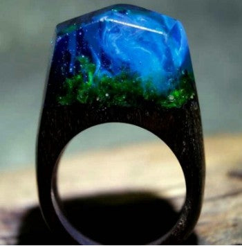 Handmade Magic Wooden Ring For Women Men Secret Forest Resin