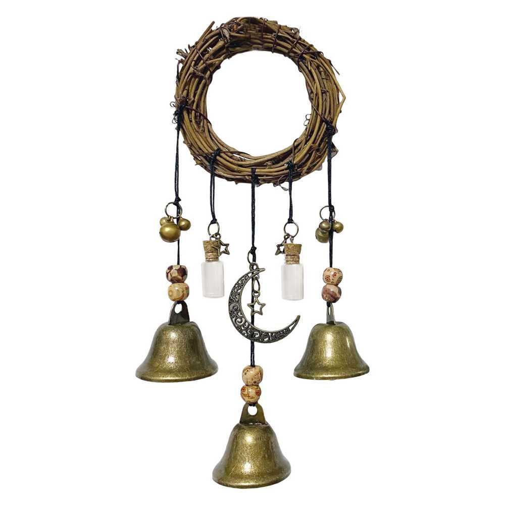 Wall Hanging Rattan Ring, Witch Bell, Blessing Crystal Wind Chime