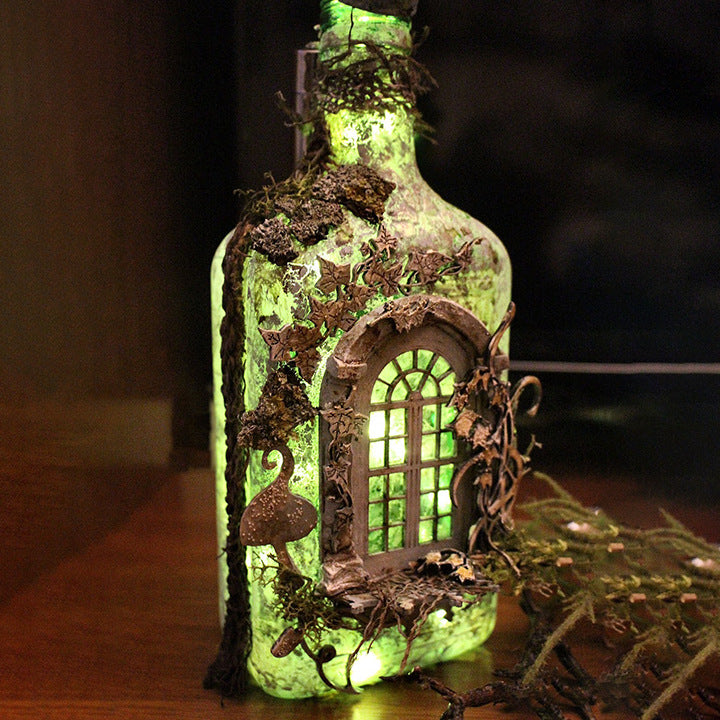 Creative Mysterious Forest Story Luminous Wine Bottle Resin Ornament