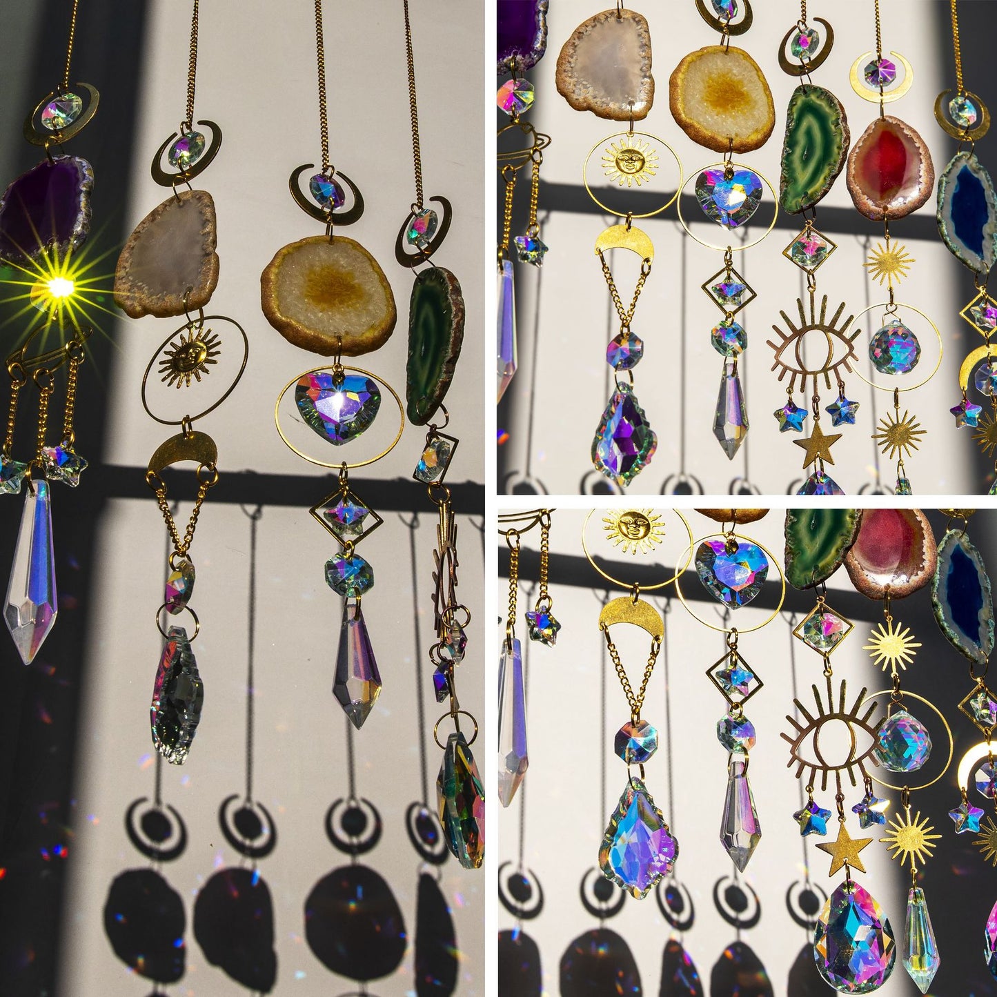 Agate Raw Stone Crystal Sun Catcher Rainbow Manufacture Hanging Window Vehicle Pendant Prism Ball