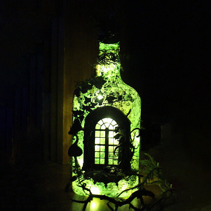 Creative Mysterious Forest Story Luminous Wine Bottle Resin Ornament