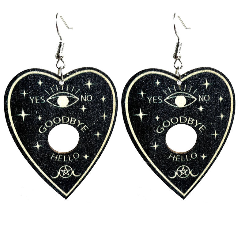 Ouija Spirit Card Mysterious Tarot Wooden Earrings