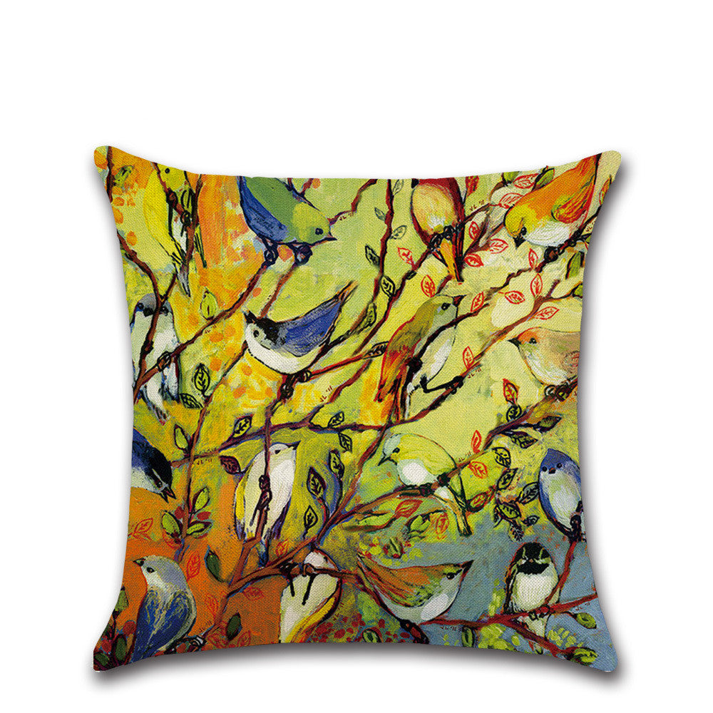 Home Temperament Oil Painting Print Linen Pillowcase