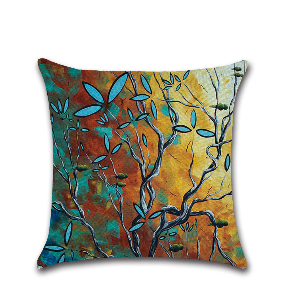 Home Temperament Oil Painting Print Linen Pillowcase