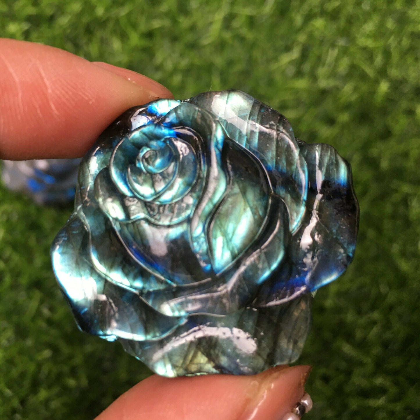 Raw Stone Carving Crystal Rose Flower Labradorite Crafts