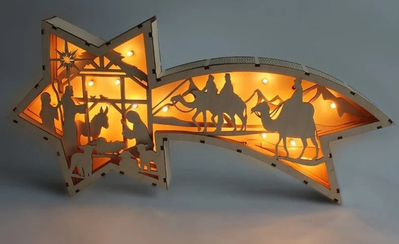 Wooden Led Lamp Elk Forest Desk Small Ornaments