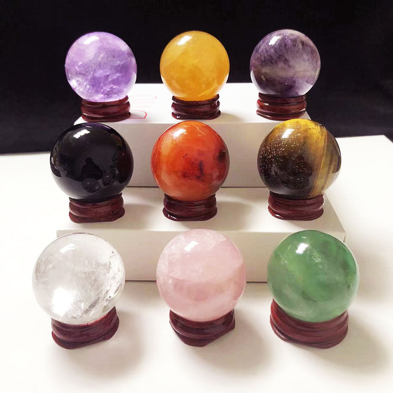 Natural Crystal Ball Decoration Raw Stone Polished Various