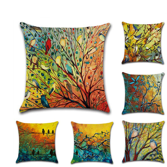 Home Temperament Oil Painting Print Linen Pillowcase