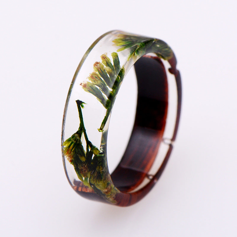 Dried flower resin wood ring