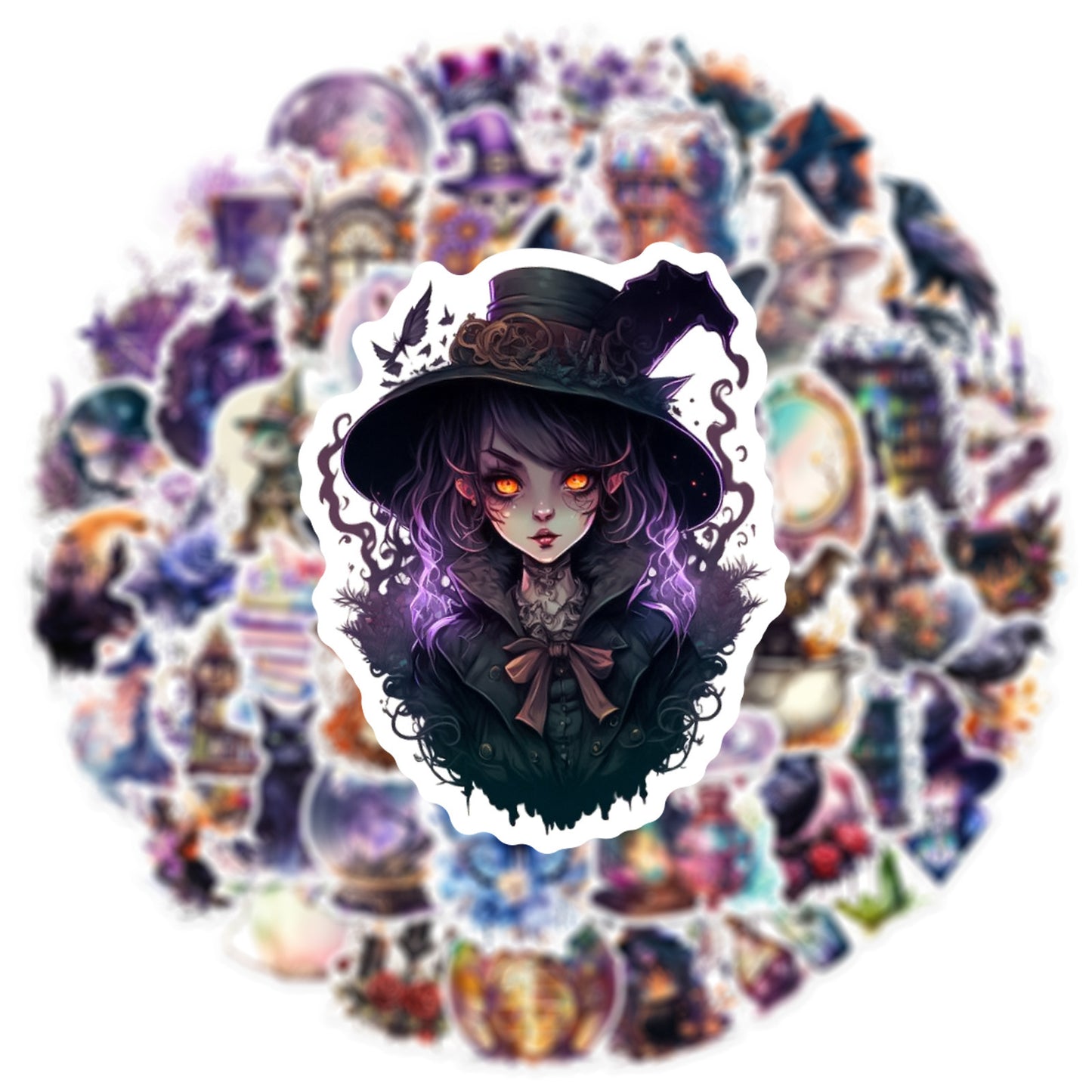 50 Pieces Gothic Witch Pvc Stickers