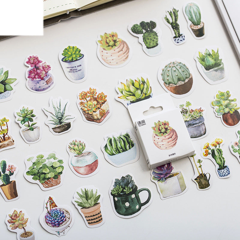 Forest Flower Potted Plant Pocket Sticker