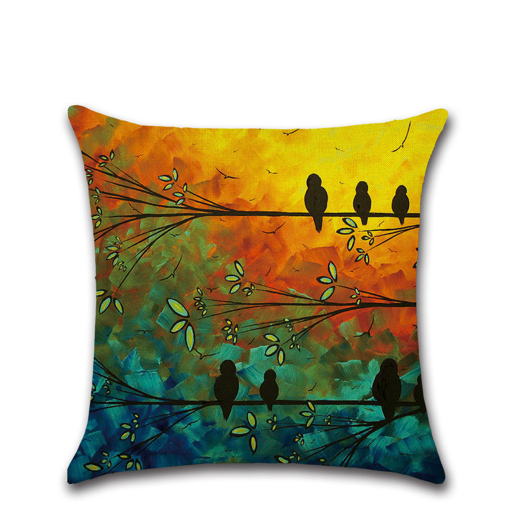 Home Temperament Oil Painting Print Linen Pillowcase