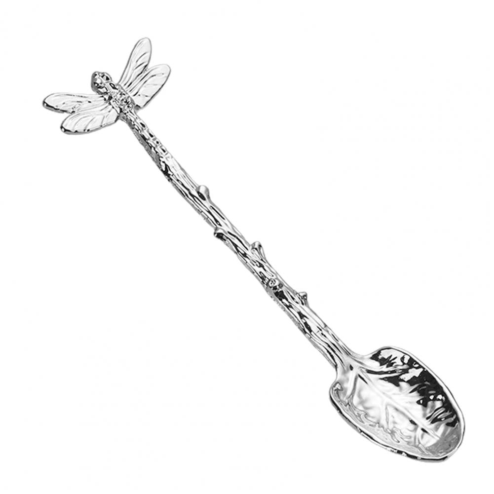 Retro Forest Style Dessert Dragonfly Branch Leaf Spoon