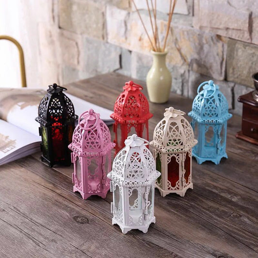 European Style Moroccan Glass Candle Holder Metal