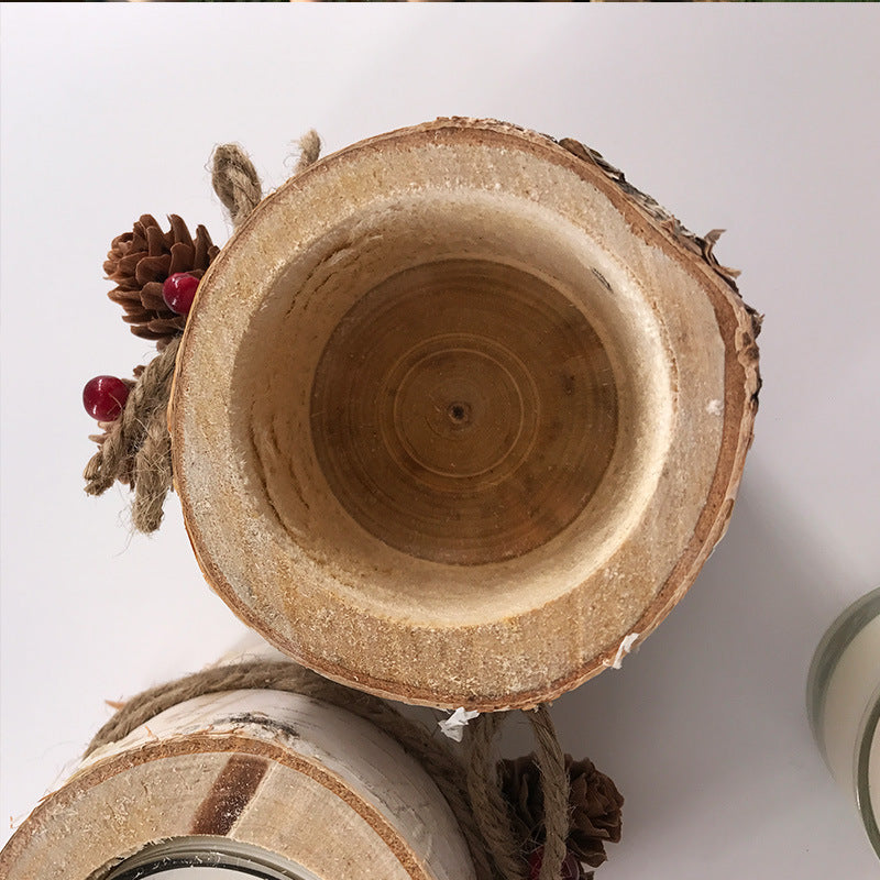 Creative Rustic Vintage Birch Wood Candle Holder