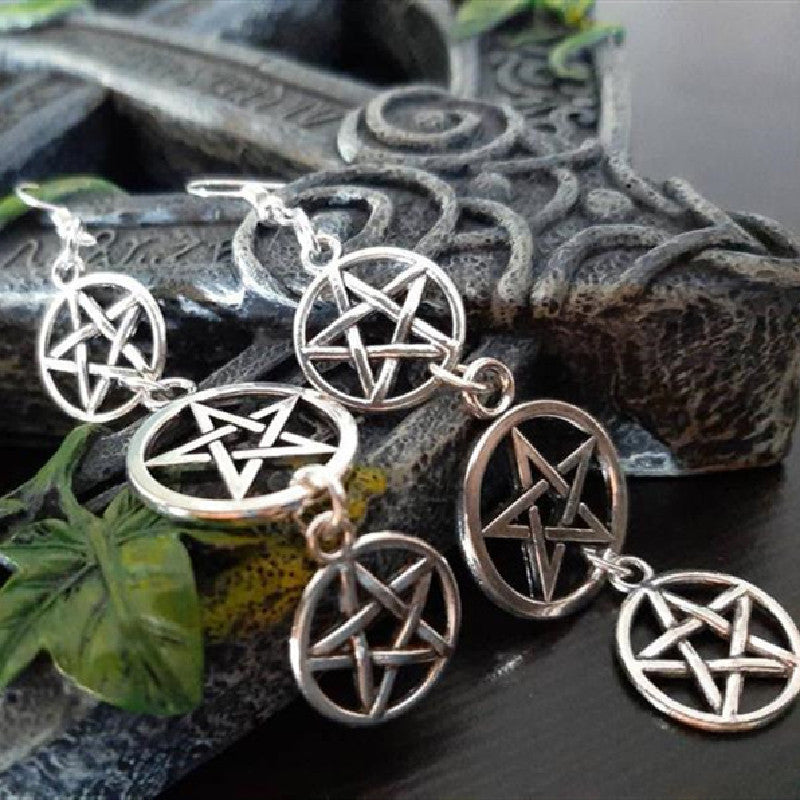 Pentagram Earrings Pagan Witch Power Pentagram