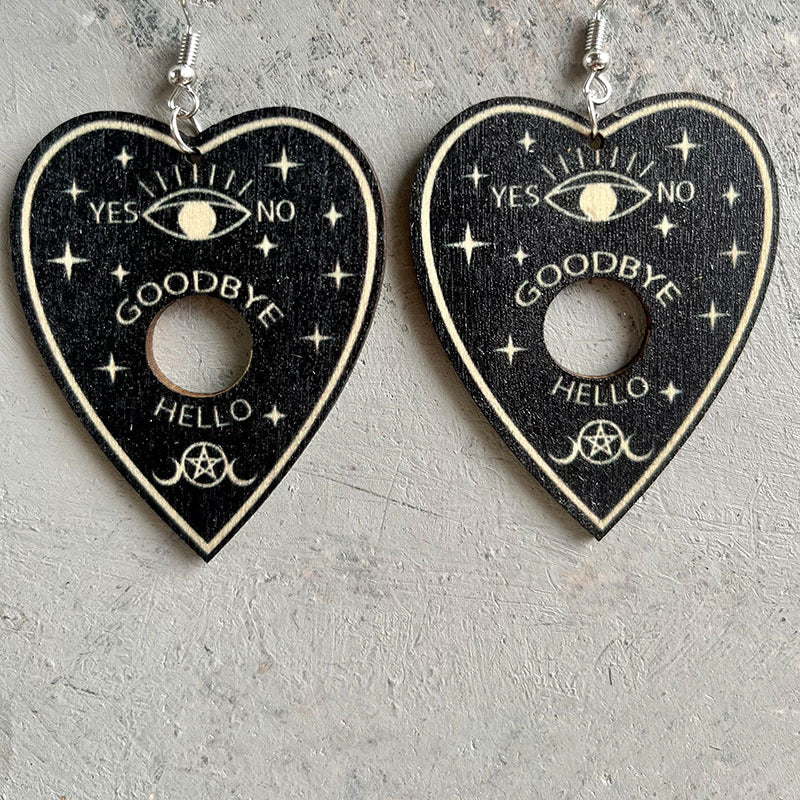 Ouija Spirit Card Mysterious Tarot Wooden Earrings