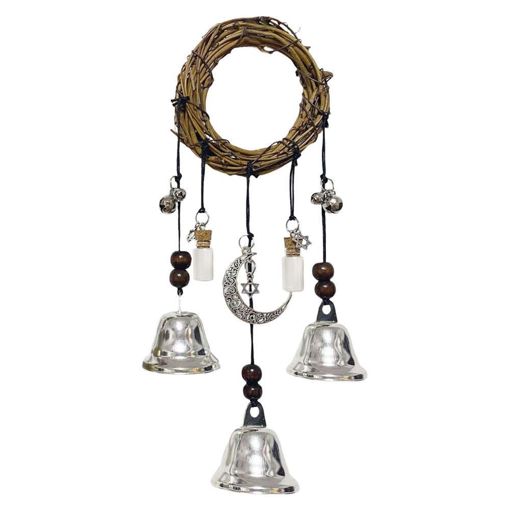 Wall Hanging Rattan Ring, Witch Bell, Blessing Crystal Wind Chime