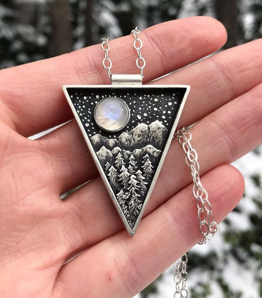 Moon Forest Pendant Necklace Fashion Single Triangle