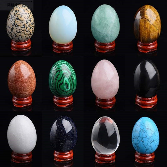 Natural Raw Ore Egg Handles Fitness Ball White Crystal Tiger's Eye Powder Crystal